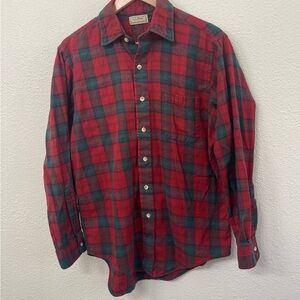L.L. Bean Red and Green Plaid Flannel and Wool Casual Shirt